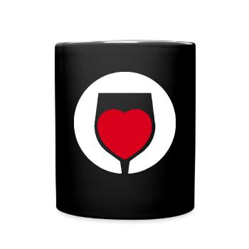 Wine Love Wine Glass Wine Drinker - Full Colour Mug - black - Front