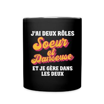 soeur danseuse je gère rétro 80s humour - Mug uni - noir - Devant