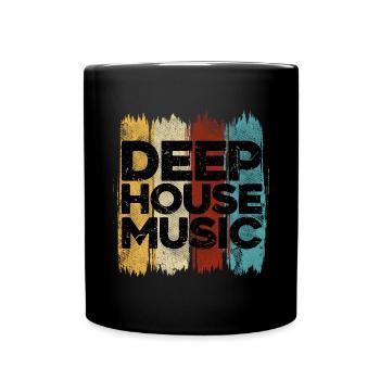Deep House Musik | Retro Farben - Tasse einfarbig - Schwarz - Vorne