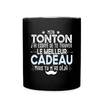Tonton Oncle Cadeau Vintage T-shirt Mug - Mug uni - noir - Devant