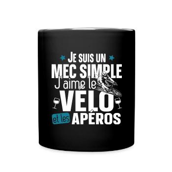 Vélo Apéro Alcool Cadeau T-shirt Mug - Mug uni - noir - Devant