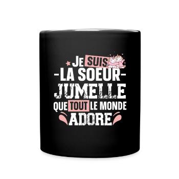Sœur Jumelle Licorne Sœurs Famille Fille Rose Mug - Mug uni - noir - Devant