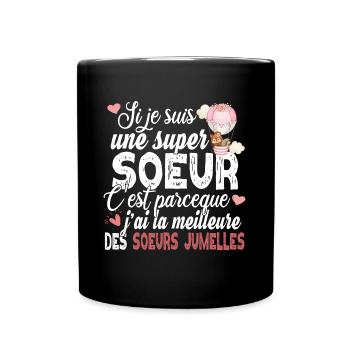 Sœur Sœurs Jumelles Famille Amour Fille Rose - Mug uni - noir - Devant