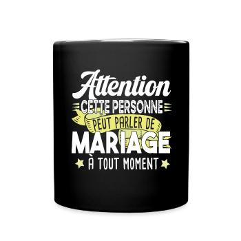 Mariage Fiançailles Couple Cadeau Amour Marié - Mug uni - noir - Devant