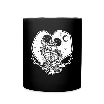 Skeletons in love heart - Full Colour Mug - black - Front