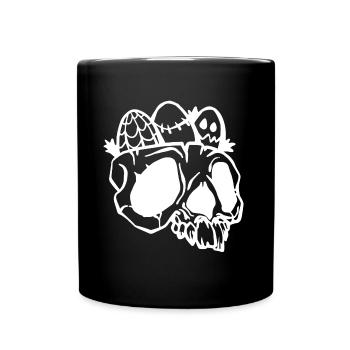 Eier im Schädel - Tasse einfarbig - Schwarz - Vorne