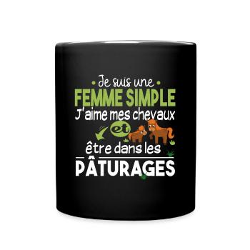 Cheval Poney Equestre Chevaux Cadeau Pâturage - Mug uni - noir - Devant