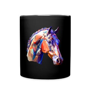 Colorful Polygon Horse Creative Art Design - Full Colour Mug - black - Front