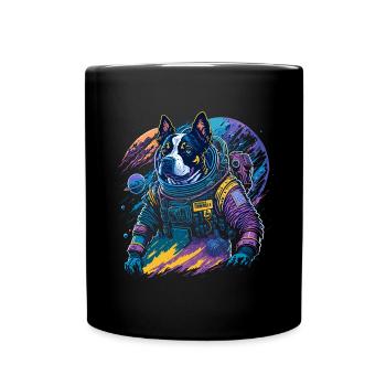 Illustration eines Hundes im Raumanzug - Tasse einfarbig - Schwarz - Vorne