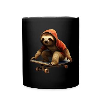 Paresseux de patinage en sweat à capuche orange grunge - Mug uni - noir - Devant