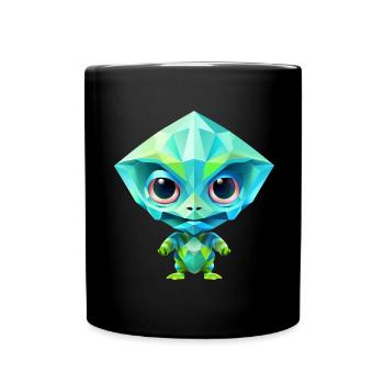 Alien Außerirdischer Grün Polygon - Tasse einfarbig - Schwarz - Vorne