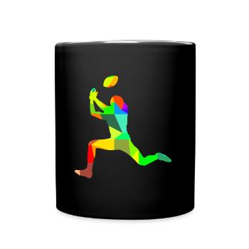 Colorful Rainbow Amarican Football Player Sports - Full Colour Mug - black - Front