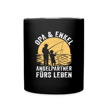 opa und enkel angelpartner fürs leben - Tasse einfarbig - Schwarz - Vorne