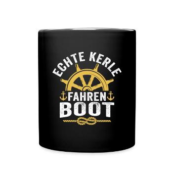 echte kerle fahren boot - Tasse einfarbig - Schwarz - Vorne