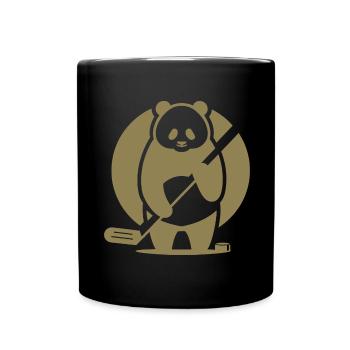 Panda Eishockey Spieler Silhouette - Tasse einfarbig - Schwarz - Vorne
