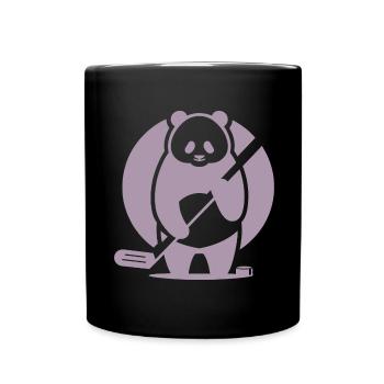 Panda Eishockey Spieler Silhouette - Tasse einfarbig - Schwarz - Vorne