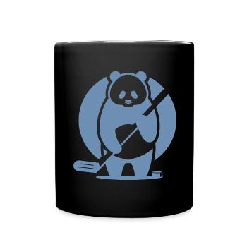 Panda Eishockey Spieler Silhouette - Tasse einfarbig - Schwarz - Vorne