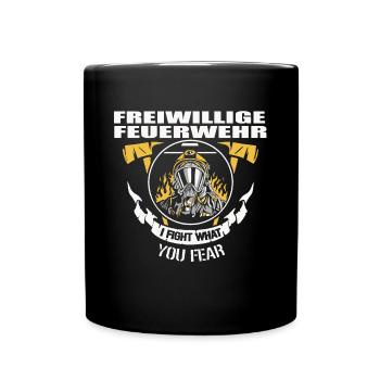 Feuerwehrfrau Feuerwehrmann freiwillige Feuerwehr - Tasse einfarbig - Schwarz - Vorne