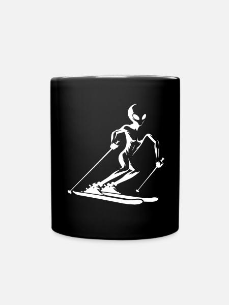 Alien Skifahrer Silhouette für minimalistischen - Tasse einfarbig - Schwarz