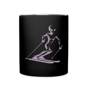 Alien skier silhouette for minimalist - Full Colour Mug - black - Front