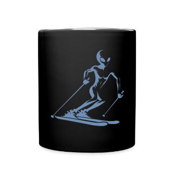 Alien skier silhouette for minimalist - Full Colour Mug - black - Front