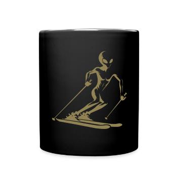 Alien skier silhouette for minimalist - Full Colour Mug - black - Front