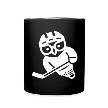 Eishockey Eule Silhouette Schneeeule Spieler - Tasse einfarbig - Schwarz - Vorne