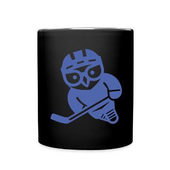 Eishockey Eule Silhouette Schneeeule Spieler - Tasse einfarbig - Schwarz - Vorne