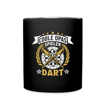 Coole Opas spielen Darts Dart Sprüche Opa Dart - Tasse einfarbig - Schwarz - Vorne