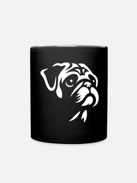Carlin Silhouette Animal Minimaliste Élégant - Mug uni - noir