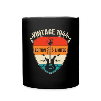 Vintage 1944 médiator guitare cadeau guitariste - Mug uni - noir - Devant