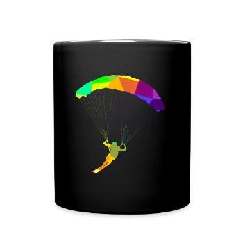 Ski Paragliding Regenbogen Farben Polygon Sport - Tasse einfarbig - Schwarz - Vorne