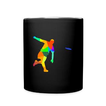 Ultimate Frisbee Rainbow Colors Polygon Sport - Full Colour Mug - black - Front