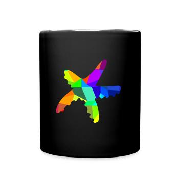 Seestern Taucher Regenbogen Tiere Polygon - Tasse einfarbig - Schwarz - Vorne