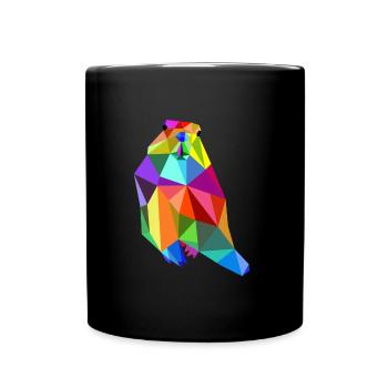 Murmeltier Biber Regenbogen Tiere Polygon - Tasse einfarbig - Schwarz - Vorne
