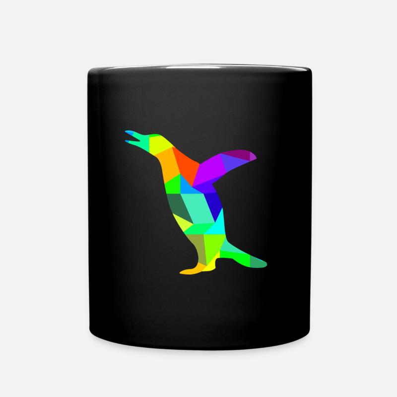 Pinguin Regenbogen Tiere Polygon - Tasse einfarbig - Schwarz
