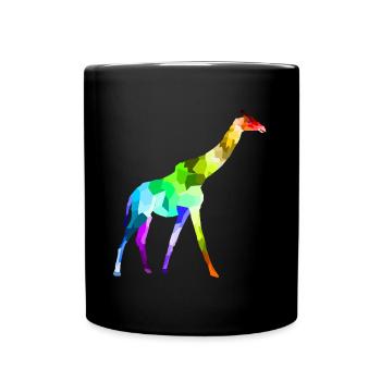 Bunte Regenbogen Giraffe Tiere Polygon - Tasse einfarbig - Schwarz - Vorne