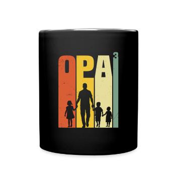 Opa hoch 3 dreifacher Opa werdender Opa Enkel - Tasse einfarbig - Schwarz - Vorne
