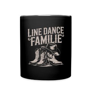 Linedance Familie Papa Mama Kinder - Tasse einfarbig - Schwarz - Vorne