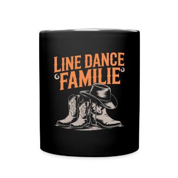 Linedance Familie Papa Mama Kinder - Tasse einfarbig - Schwarz - Vorne