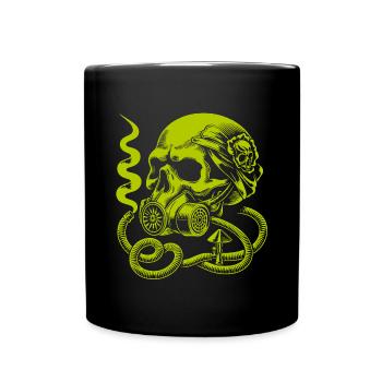Crâne fantaisiste avec masque à gaz - Mug uni - noir - Devant