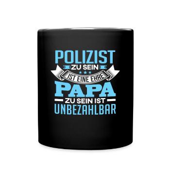 POLIZIST und Papa - Tasse einfarbig - Schwarz - Vorne