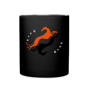 Lévriers tête-bêche - Mug uni - noir - Devant