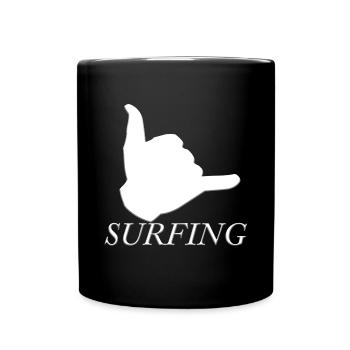 Surfen Surfbrett Gruß Wellen Sport Hobby Geschenk - Tasse einfarbig - Schwarz - Vorne