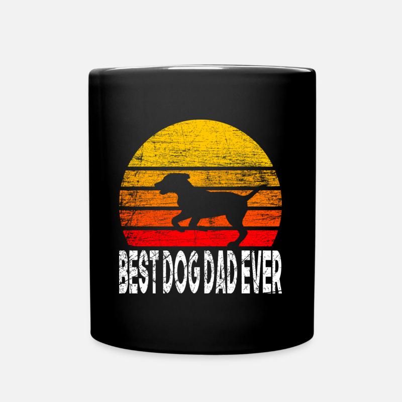 Sonnenuntergang Hund 1 BEST DOG DAD EVER Geschenk - Tasse einfarbig - Schwarz
