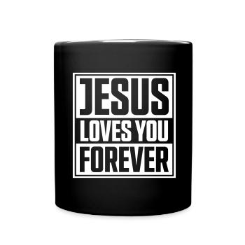 Jesus loves you - Full Colour Mug - black - Front