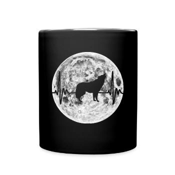 Loup battement de coeur loups cadeau d'impulsion - Mug uni - noir - Devant