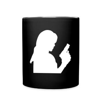 Agent de silhouette pistolet femme - Mug uni - noir - Devant