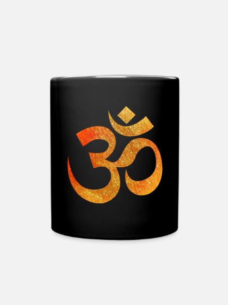 OM gold orange - Full Colour Mug - black