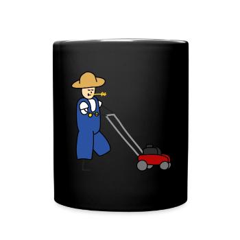 Tondeuse à gazon jardinier - Mug uni - noir - Devant